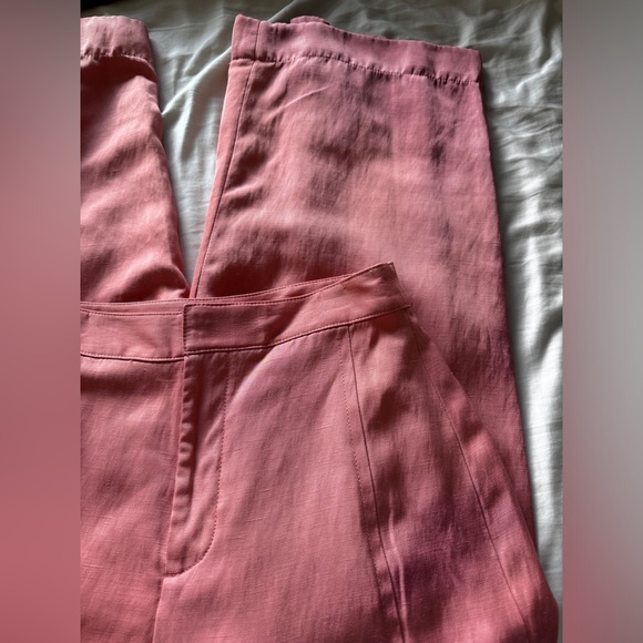CLUB MONACO Wide leg trousers Dusty Rose Split Leg Linen Blend Size 00 - Picture 9 of 9